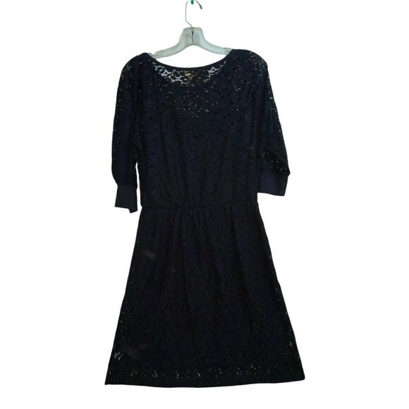 Staci Woo Souvenir Edition Black Lace Midi Woman’s Large Dress 3/4 Sleeves - Picture 2 of 9